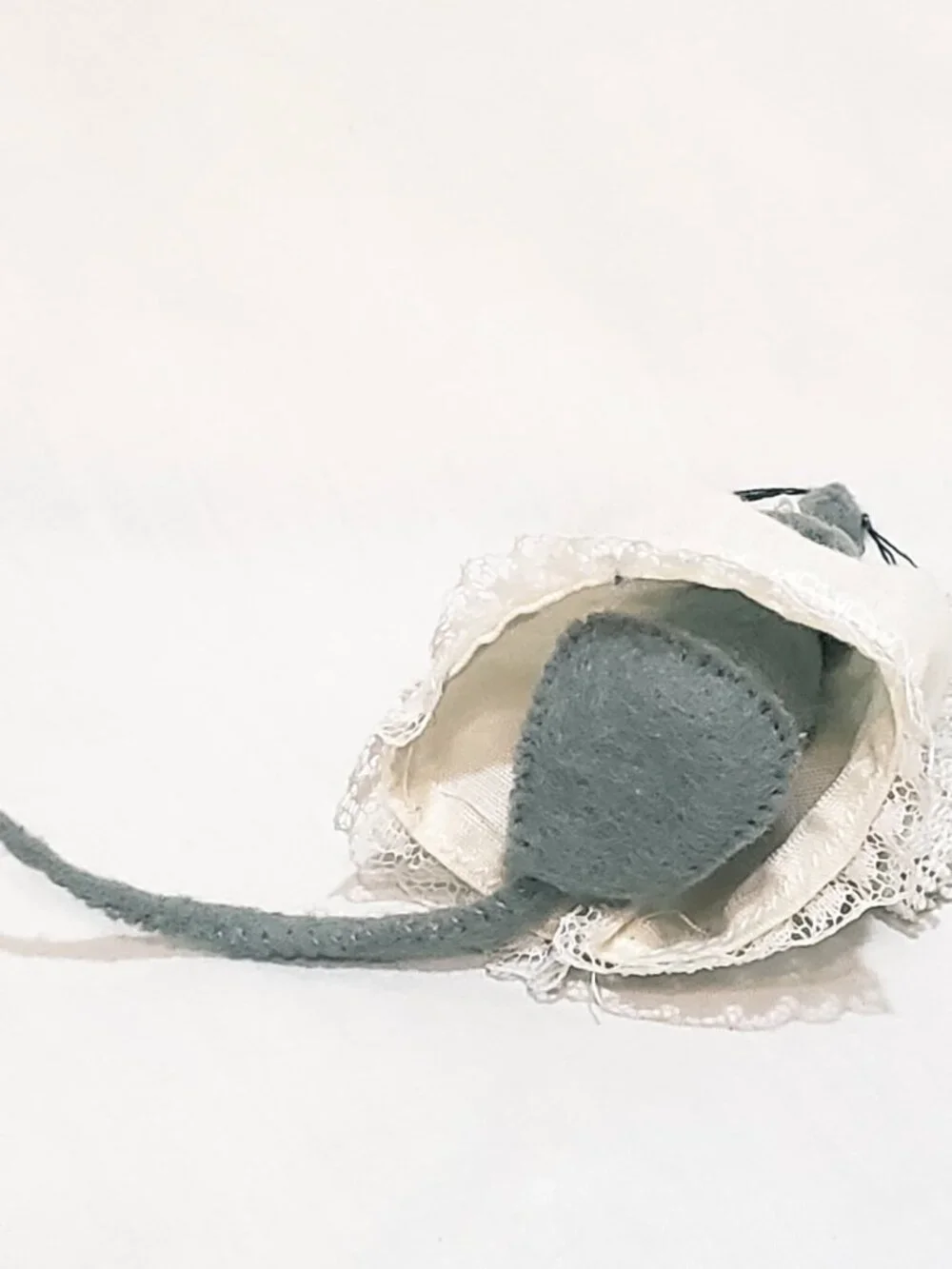 Felt Gray Mouse Angel Handmade Christmas Ornament 3.5